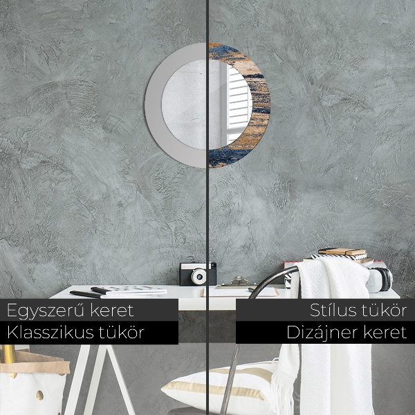 Runder spiegel bedrucktem rahmen Zusammenfassung Holz