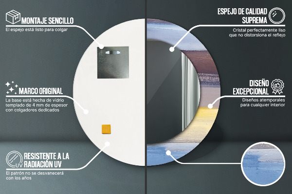 Runder spiegel mit dekorativem aufdruck Zusammenfassung Bild