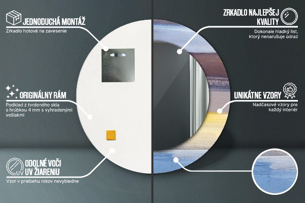 Runder spiegel mit dekorativem aufdruck Zusammenfassung Bild