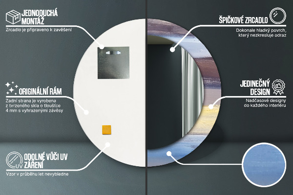Runder spiegel mit dekorativem aufdruck Zusammenfassung Bild