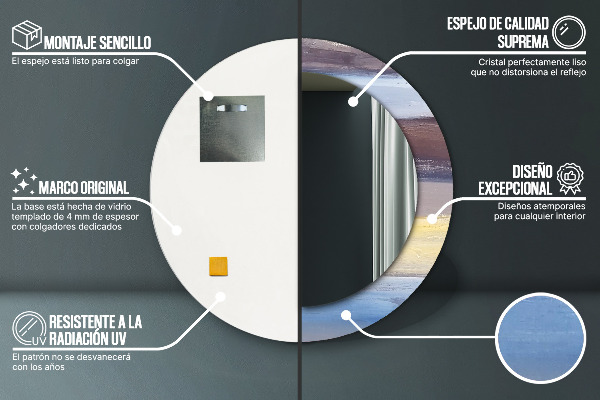 Runder spiegel mit dekorativem aufdruck Zusammenfassung Bild