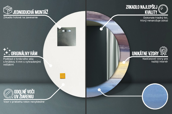 Runder spiegel mit dekorativem aufdruck Zusammenfassung Bild