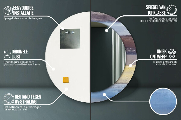 Runder spiegel mit dekorativem aufdruck Zusammenfassung Bild