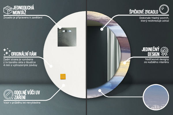 Runder spiegel mit dekorativem aufdruck Zusammenfassung Bild