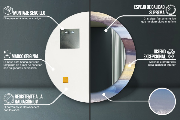 Runder spiegel mit dekorativem aufdruck Zusammenfassung Bild