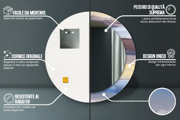 Runder spiegel mit dekorativem aufdruck Zusammenfassung Bild