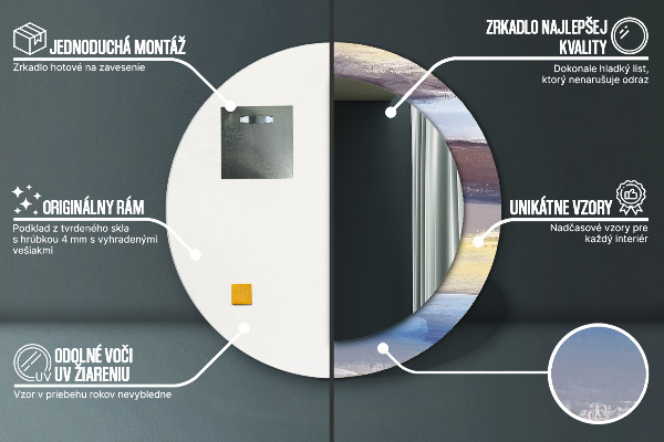 Runder spiegel mit dekorativem aufdruck Zusammenfassung Bild