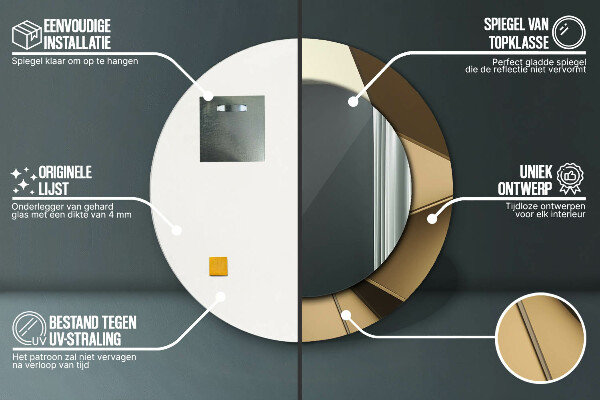 Runder spiegel mit dekorativem aufdruck Moderne Abstraktion