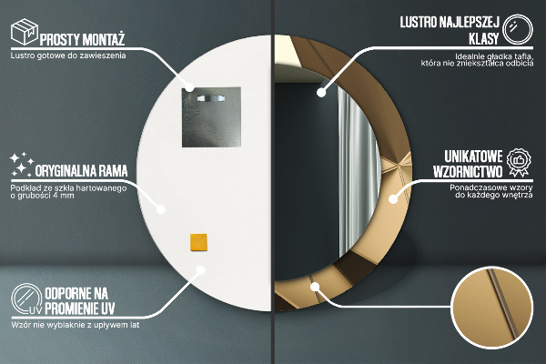 Runder spiegel mit dekorativem aufdruck Moderne Abstraktion