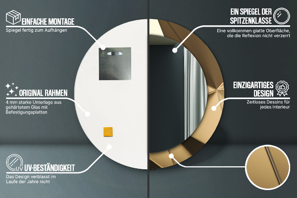 Runder spiegel mit dekorativem aufdruck Moderne Abstraktion