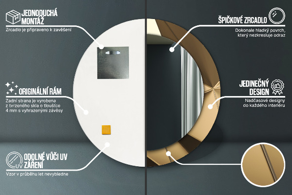Runder spiegel mit dekorativem aufdruck Moderne Abstraktion