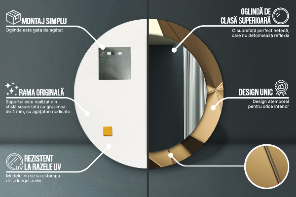 Runder spiegel mit dekorativem aufdruck Moderne Abstraktion