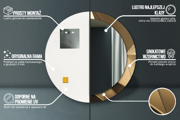 Runder spiegel mit dekorativem aufdruck Moderne Abstraktion