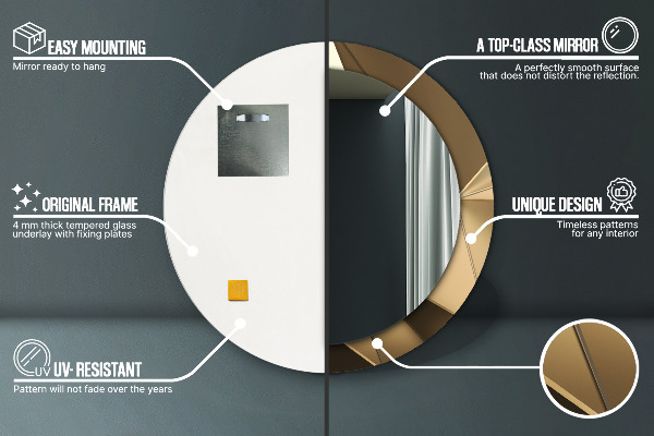 Runder spiegel mit dekorativem aufdruck Moderne Abstraktion