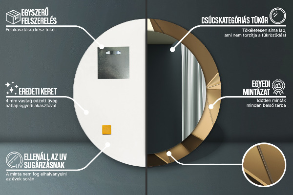 Runder spiegel mit dekorativem aufdruck Moderne Abstraktion