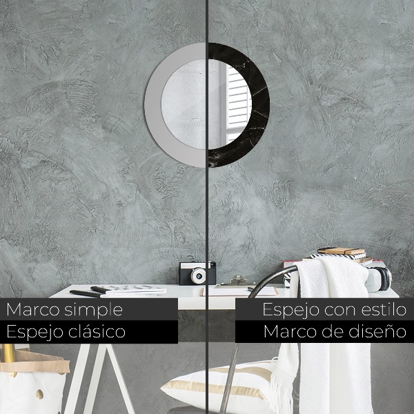 Runder spiegel mit dekorativem aufdruck Marmorstein