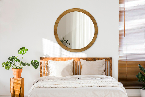 Runder spiegel mit dekorativem aufdruck Rustikale Eiche