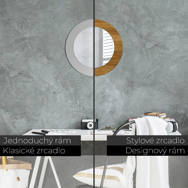 Runder spiegel mit dekorativem aufdruck Rustikale Eiche