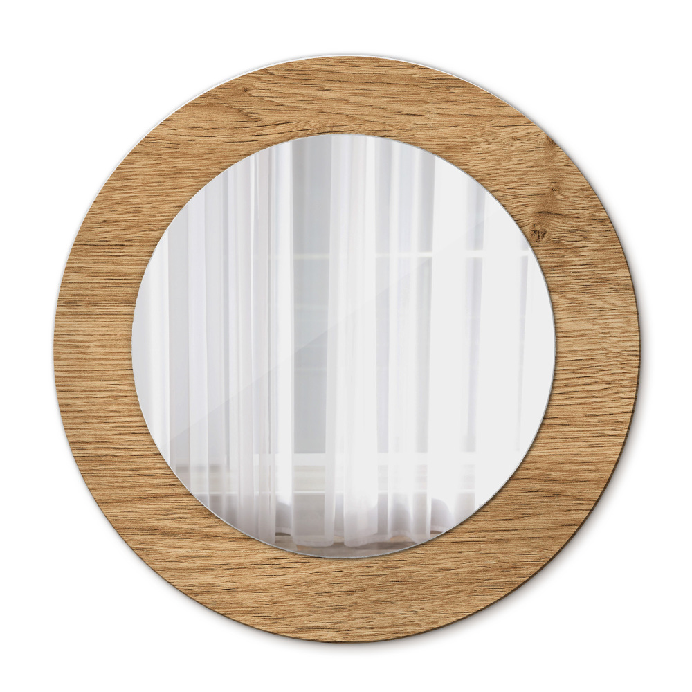 Runder spiegel mit dekorativem aufdruck Holzstruktur