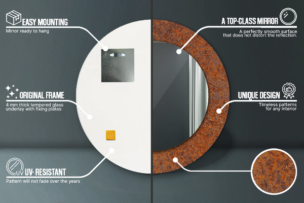 Runder spiegel aufdruck Rostiges Metall