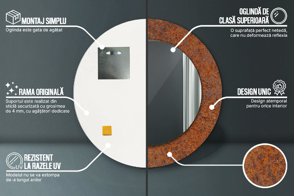 Runder spiegel aufdruck Rostiges Metall