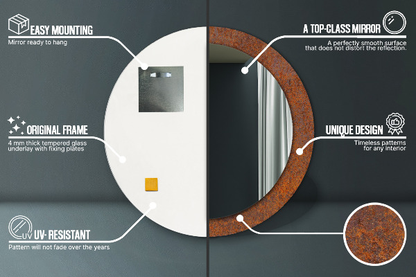 Runder spiegel aufdruck Rostiges Metall