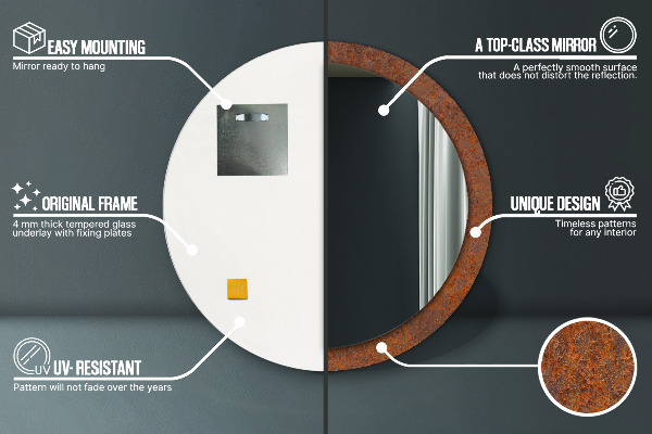 Runder spiegel aufdruck Rostiges Metall