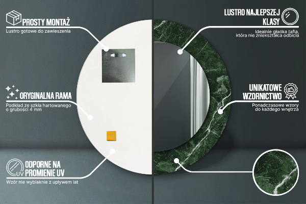 Runder spiegel aufdruck Grüner Marmor