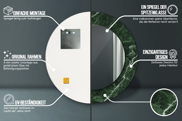 Runder spiegel aufdruck Grüner Marmor