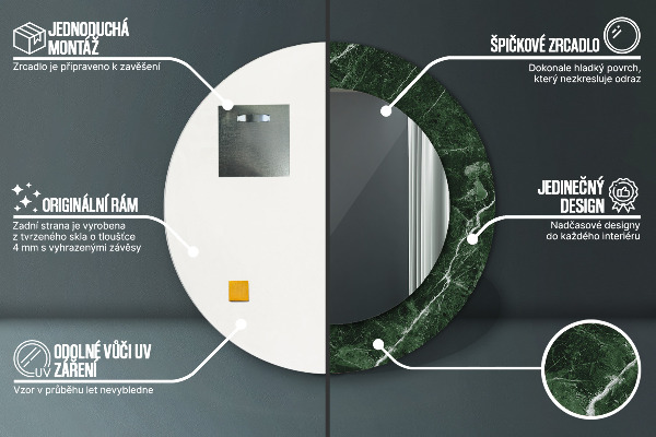 Runder spiegel aufdruck Grüner Marmor