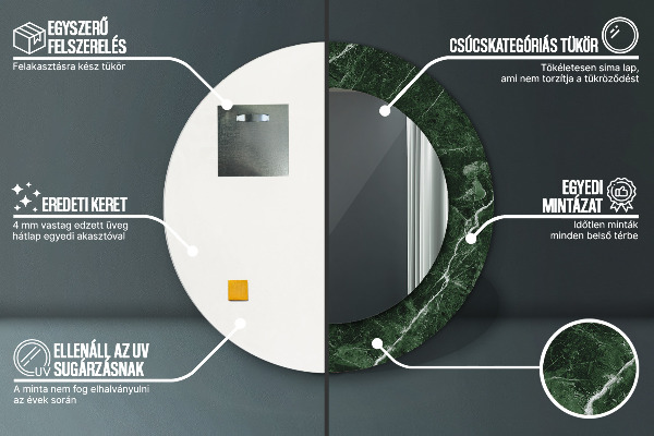 Runder spiegel aufdruck Grüner Marmor