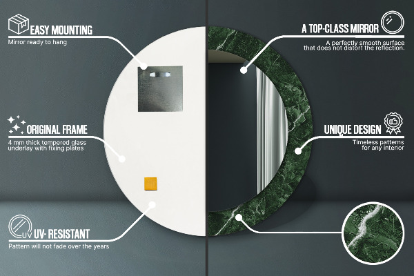 Runder spiegel aufdruck Grüner Marmor