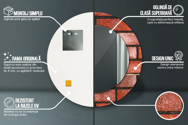 Runder spiegel aufdruck roter Ziegelstein