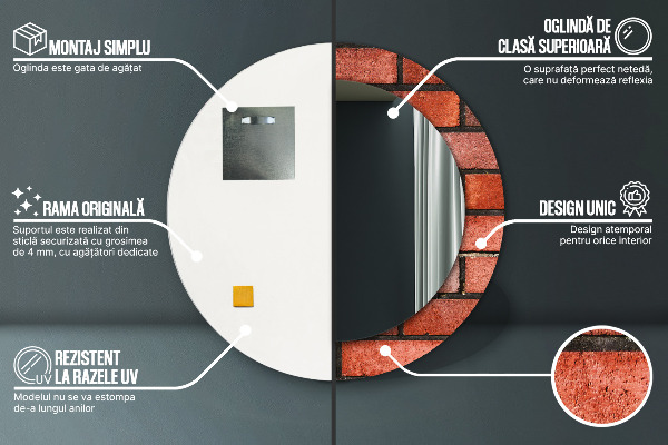 Runder spiegel aufdruck roter Ziegelstein