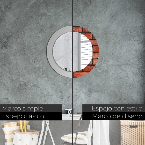 Runder spiegel aufdruck roter Ziegelstein