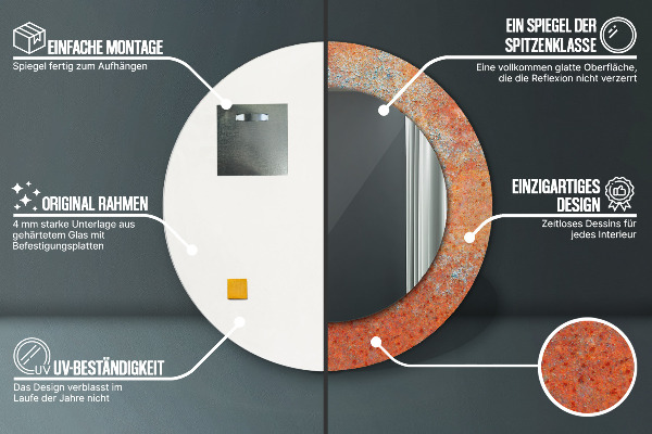 Runder spiegel mit dekoration Rostiges Metall