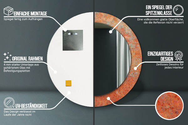 Runder spiegel mit dekoration Rostiges Metall