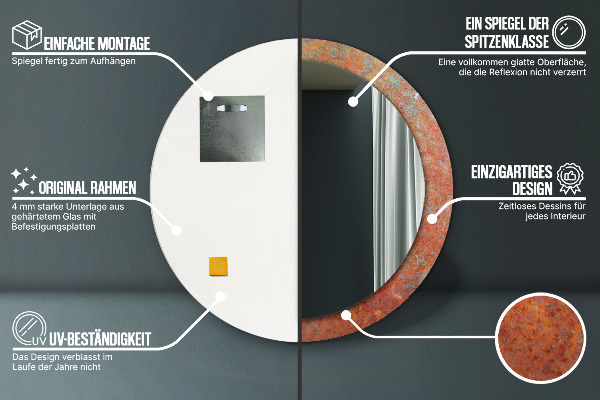 Runder spiegel mit dekoration Rostiges Metall