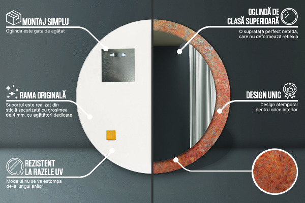 Runder spiegel mit dekoration Rostiges Metall