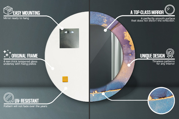 Runder spiegel mit dekoration Marmorstein