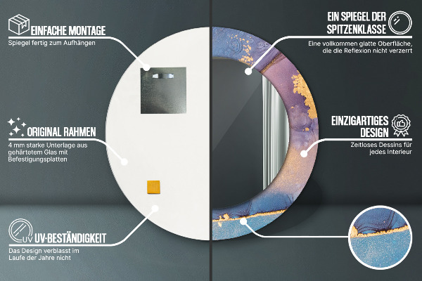 Runder spiegel mit dekoration Marmorstein
