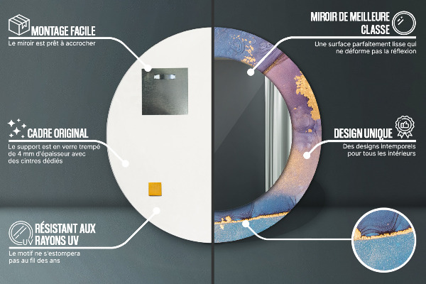Runder spiegel mit dekoration Marmorstein