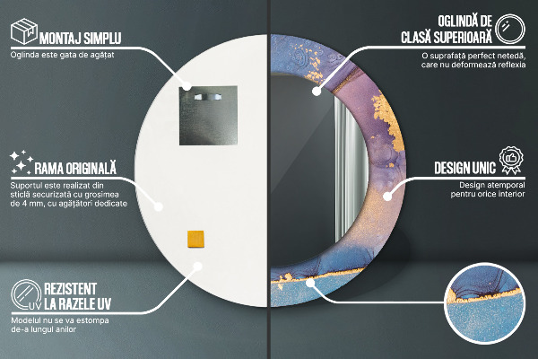 Runder spiegel mit dekoration Marmorstein