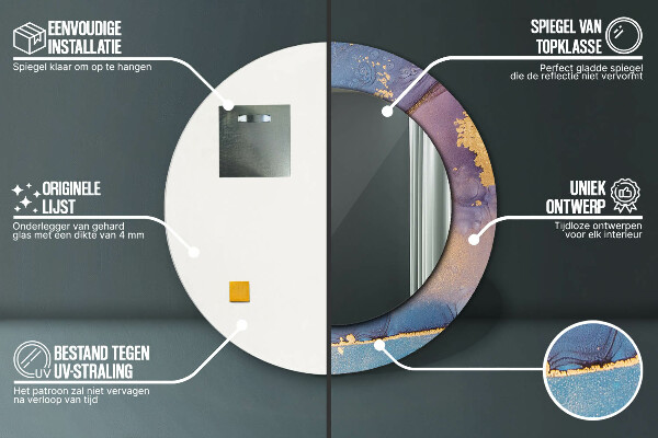Runder spiegel mit dekoration Marmorstein
