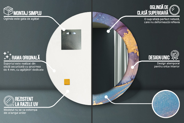 Runder spiegel mit dekoration Marmorstein