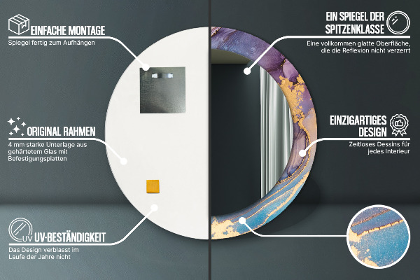 Runder spiegel mit dekoration Marmorstein