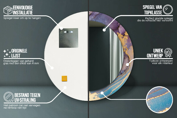 Runder spiegel mit dekoration Marmorstein