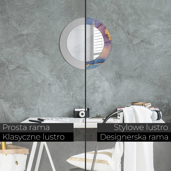 Runder spiegel mit dekoration Marmorstein