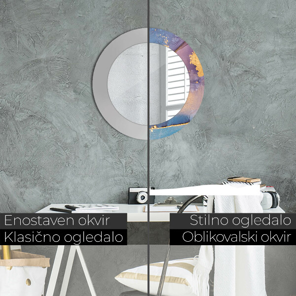 Runder spiegel mit dekoration Marmorstein