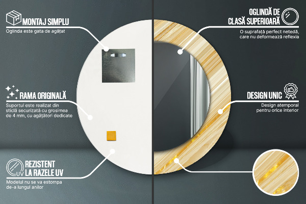 Runder spiegel mit dekoration Goldenes Zusammenfassung